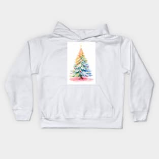 Modern Abstract Watercolor Christmas Tree Kids Hoodie